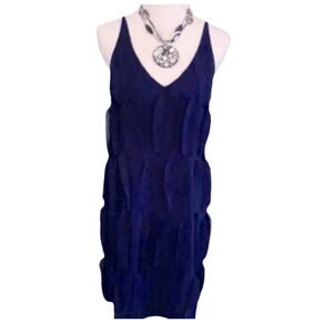 Minuet Blue Chiffon Ruffled Cocktail Dress Size Large NWT